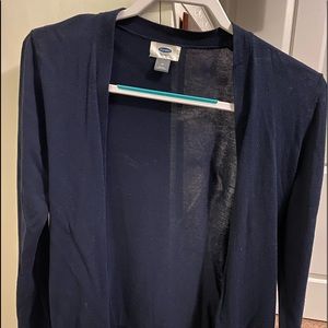 Medium. Navy cardigan. Old Navy.